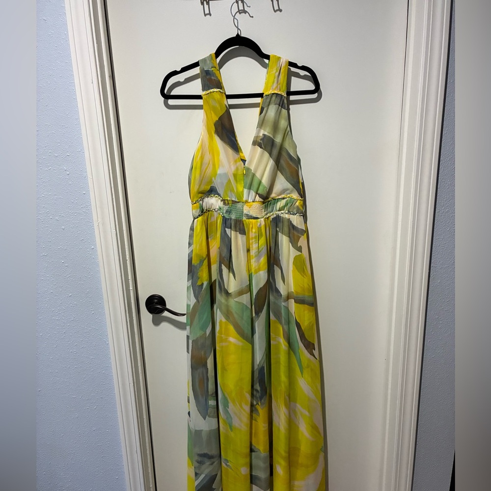 White House Black Market Yellow and Green Maxi Dress - Picture 4 of 5